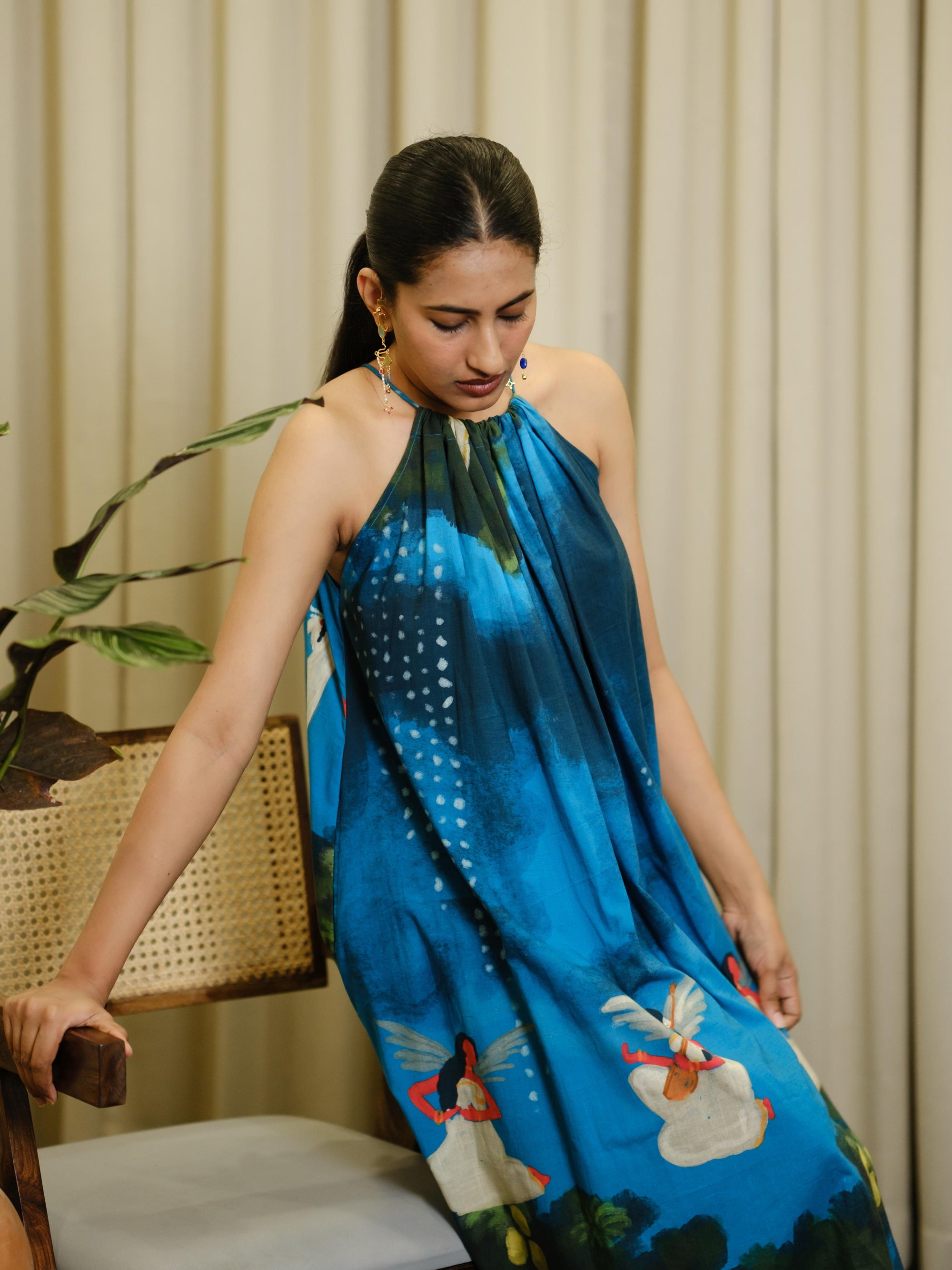 Kadhali blue halterneck-long