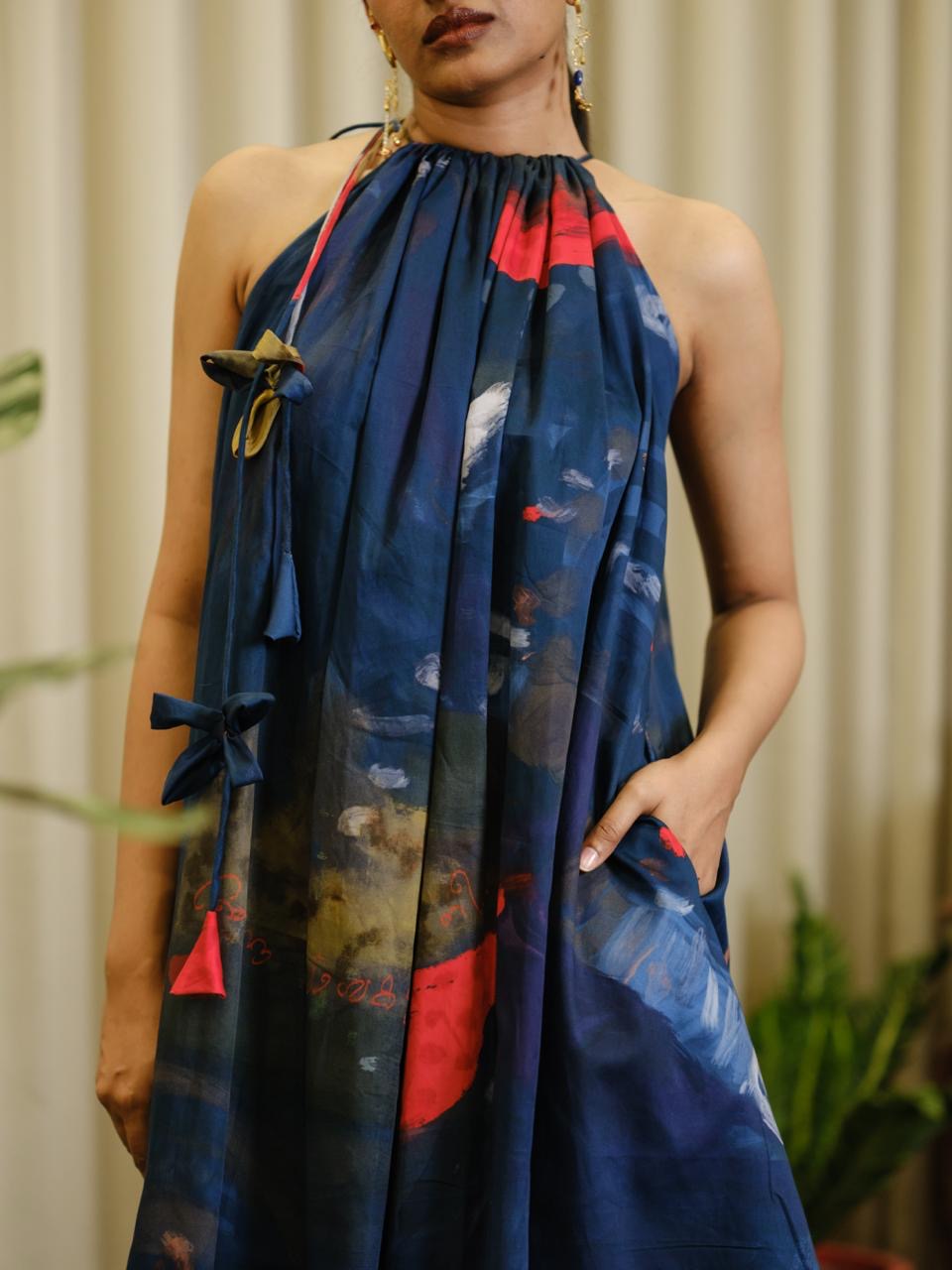 Aattam short halterneck dress