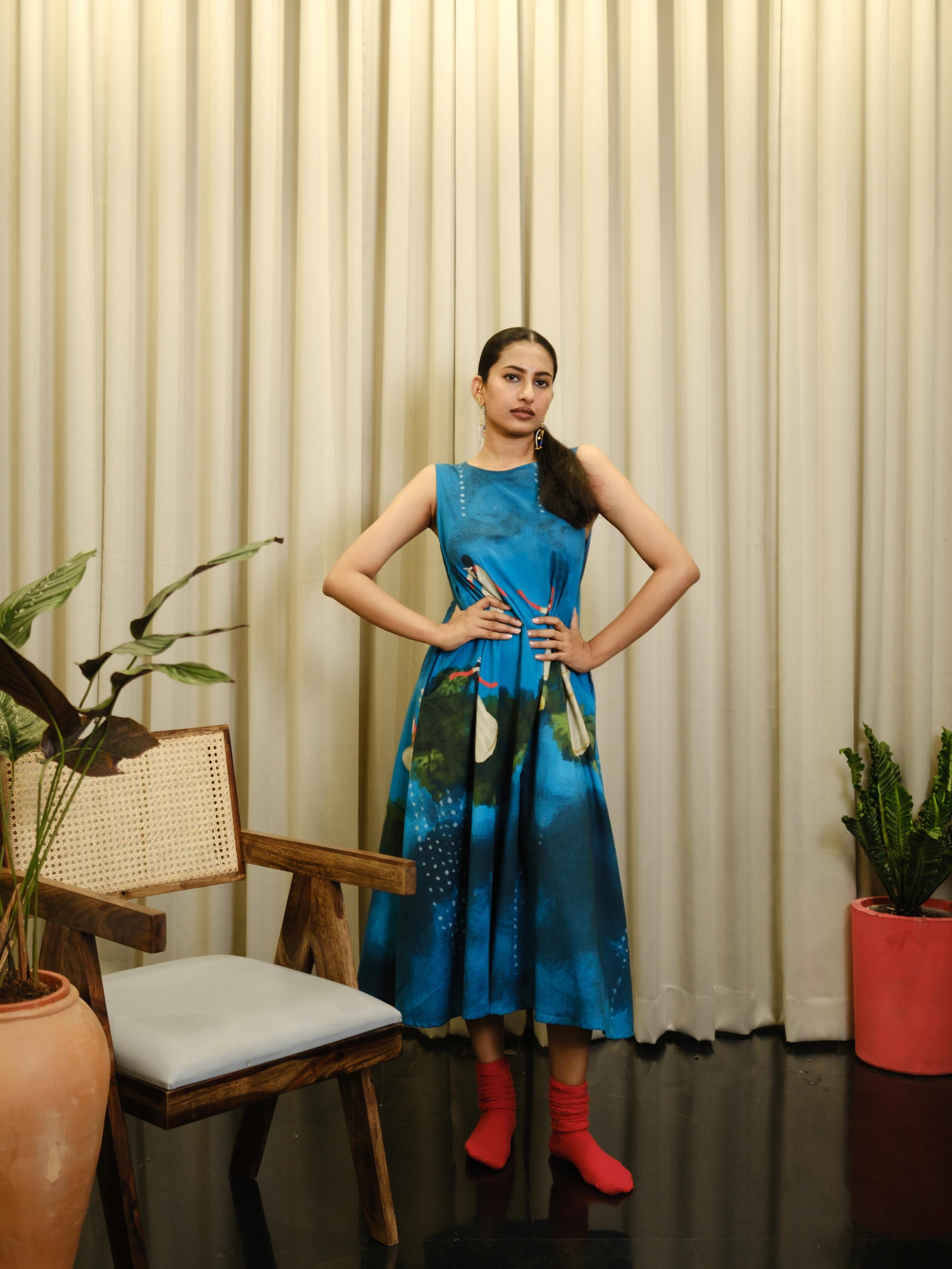 Kadhali blue Long Shift dress