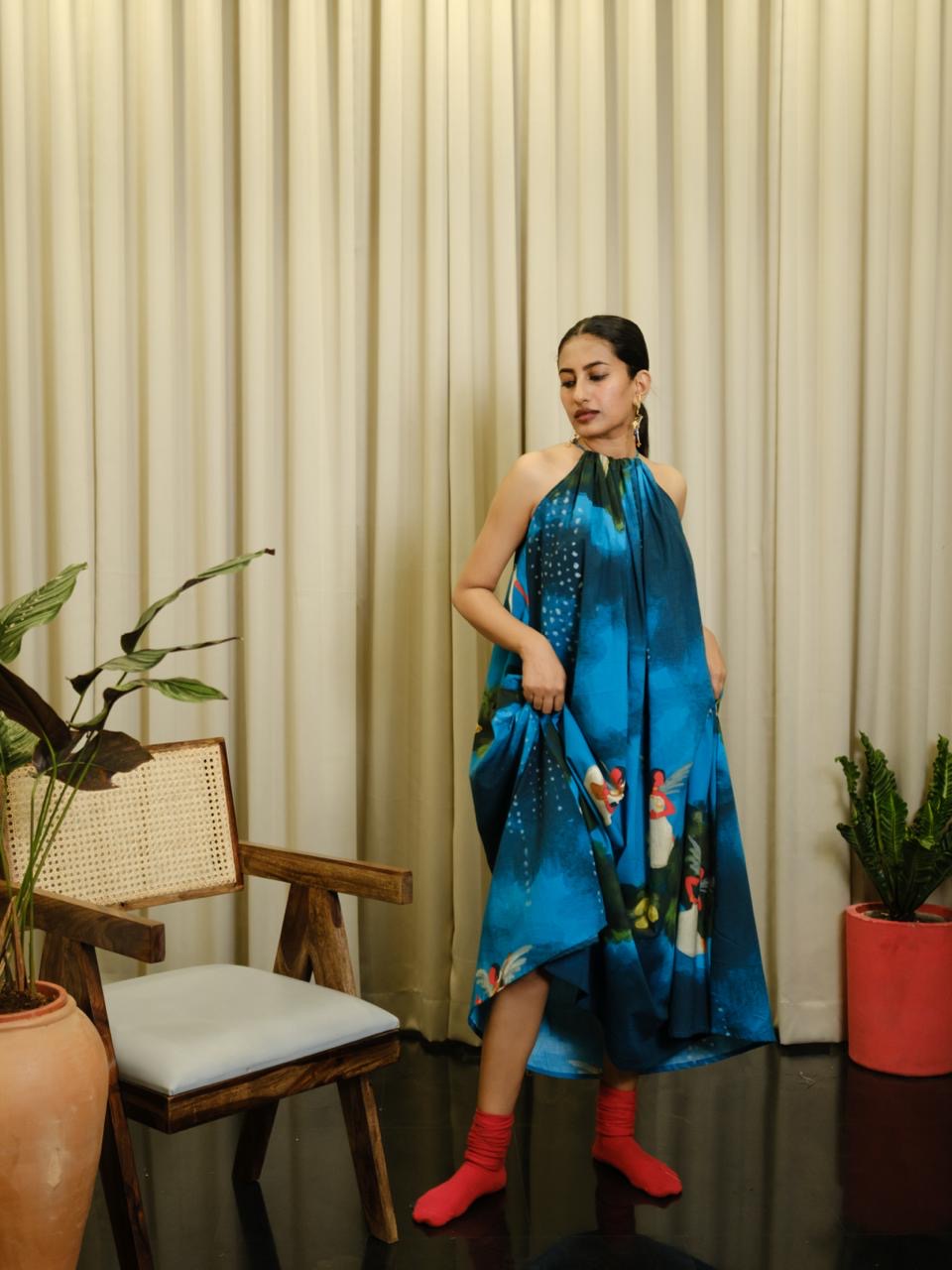 Kadhali blue halterneck-long