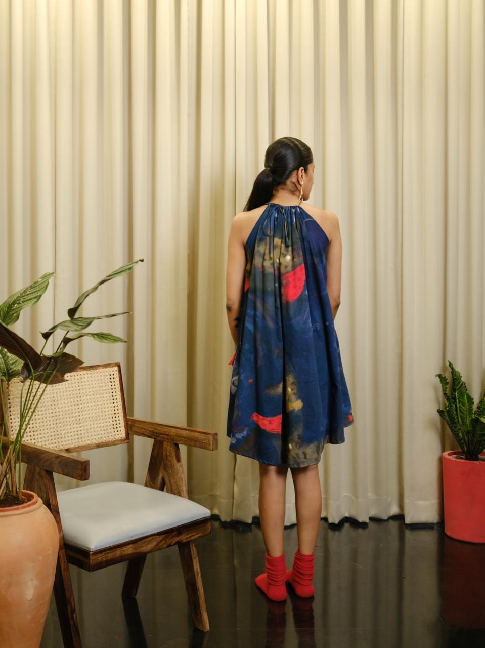 Aattam short halterneck dress