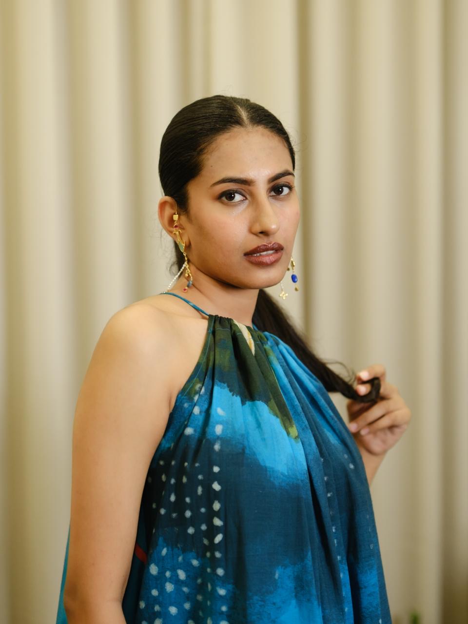 Kadhali blue halterneck-long