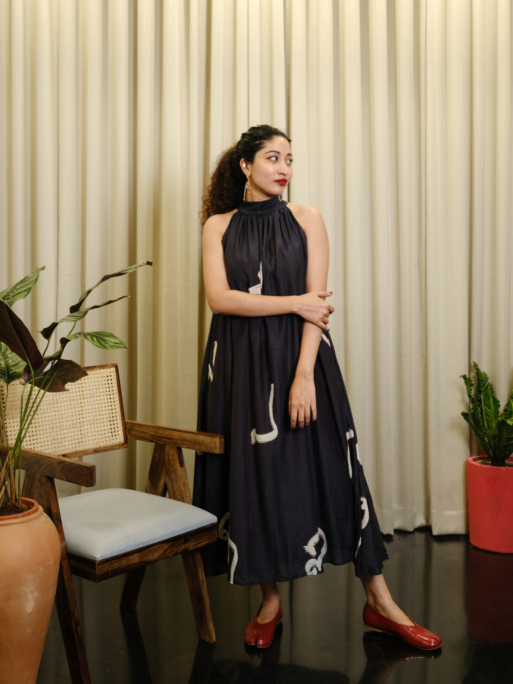 Aksharam neck tie dress