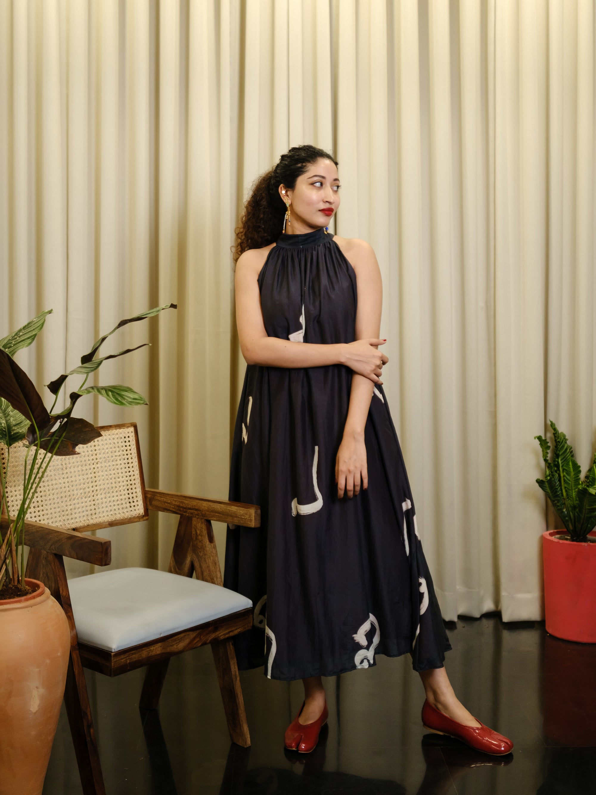 Aksharam neck tie dress