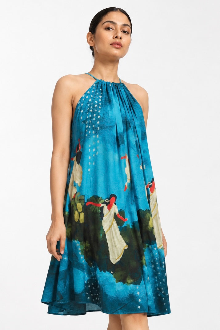 Kadhali blue halterneck -Short