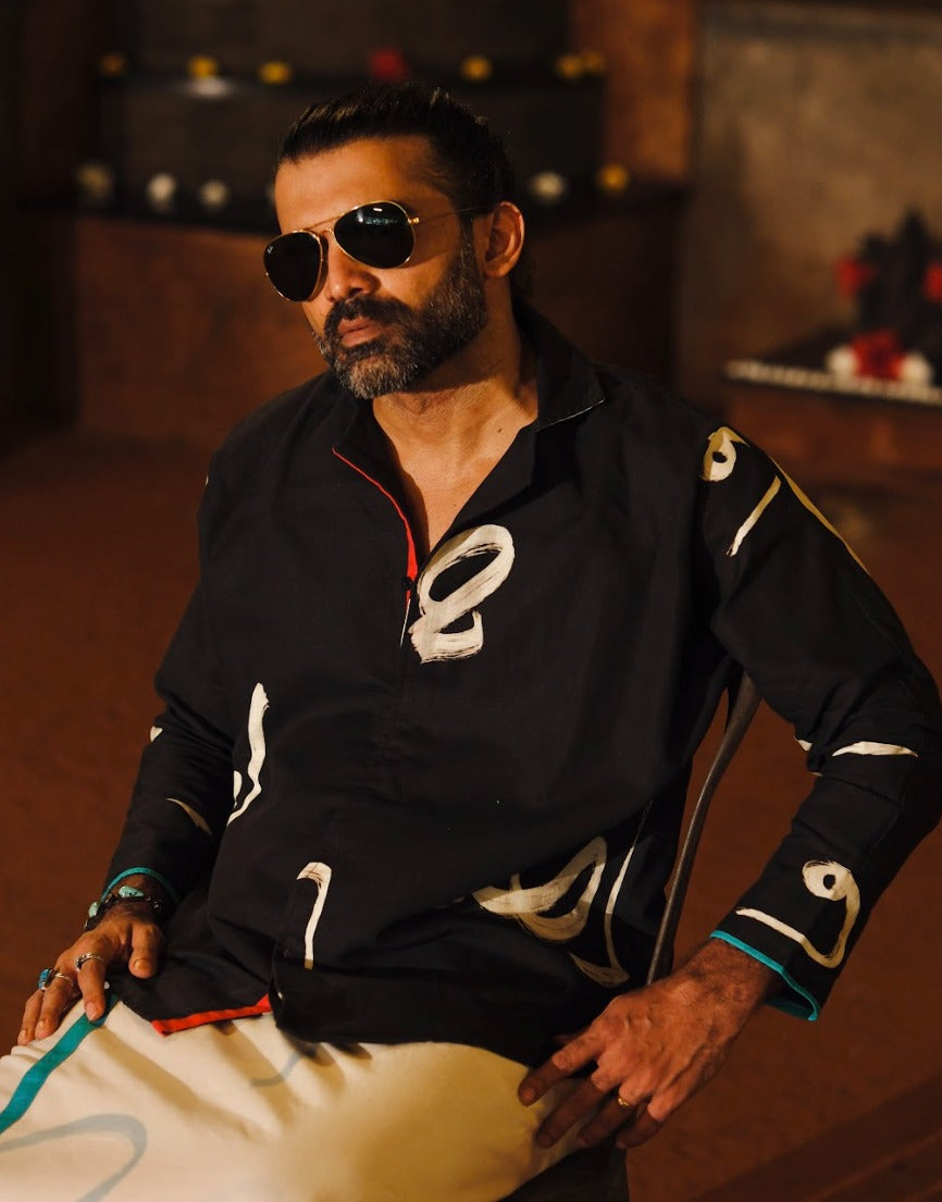 Aksharam Full Sleeve Shirt and Mundu