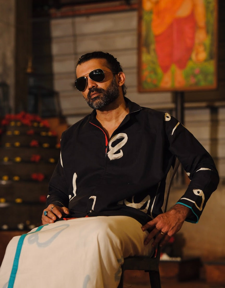 Aksharam Full Sleeve Shirt and Mundu