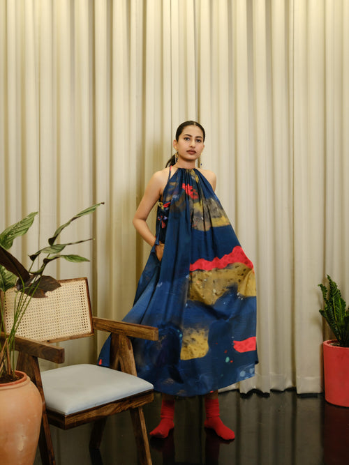 Aattam long halterneck dress