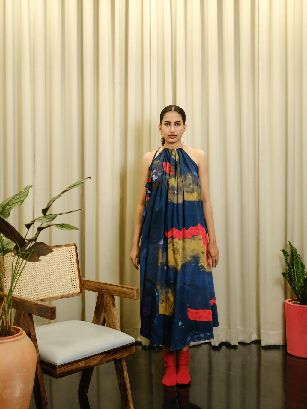 Aattam long halterneck dress