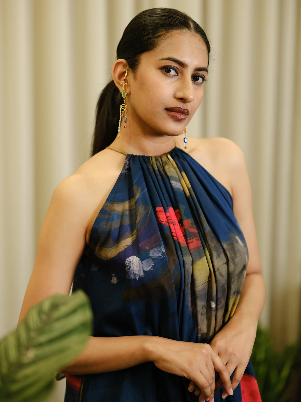 Aattam long halterneck dress