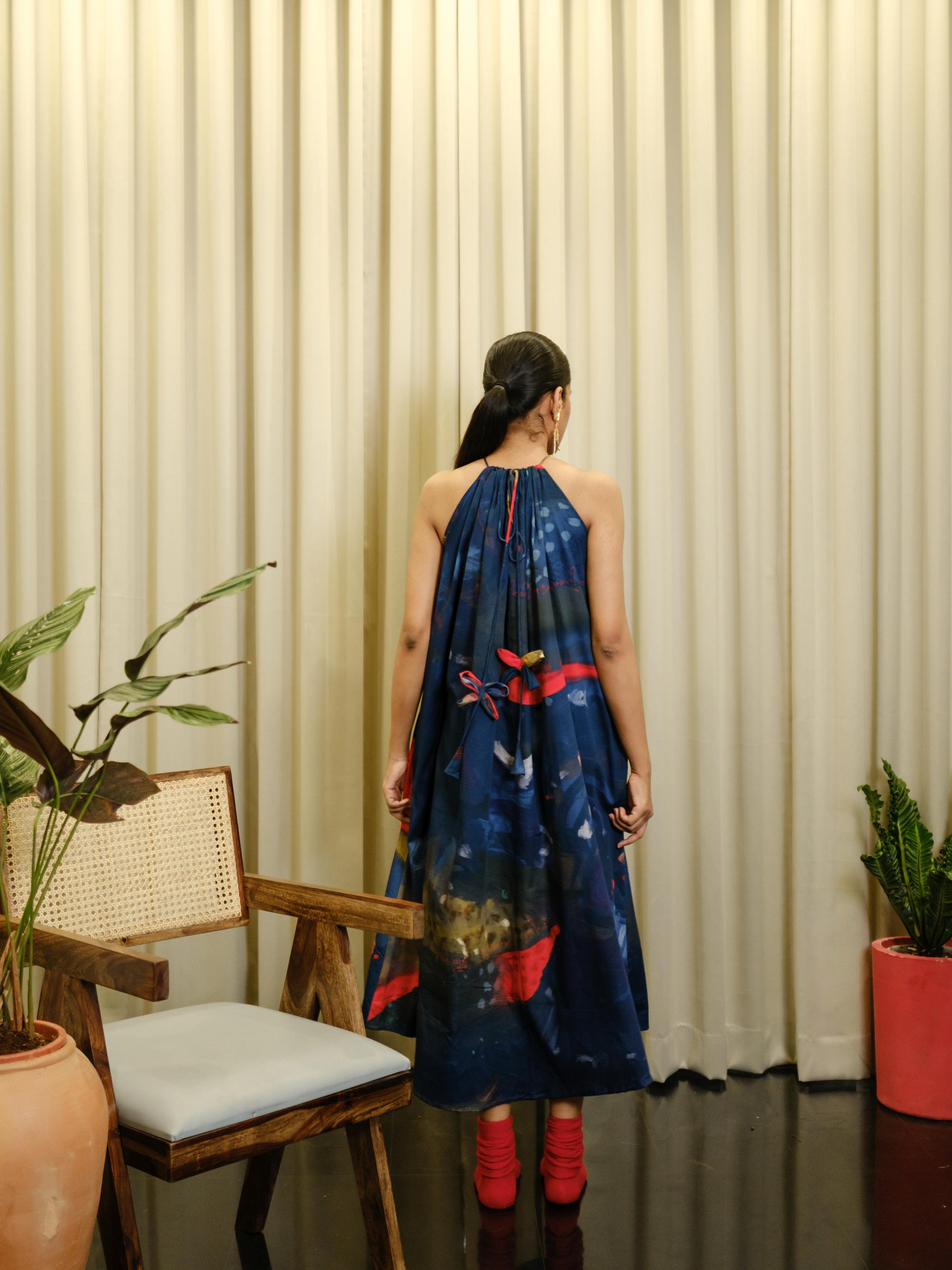 Aattam long halterneck dress