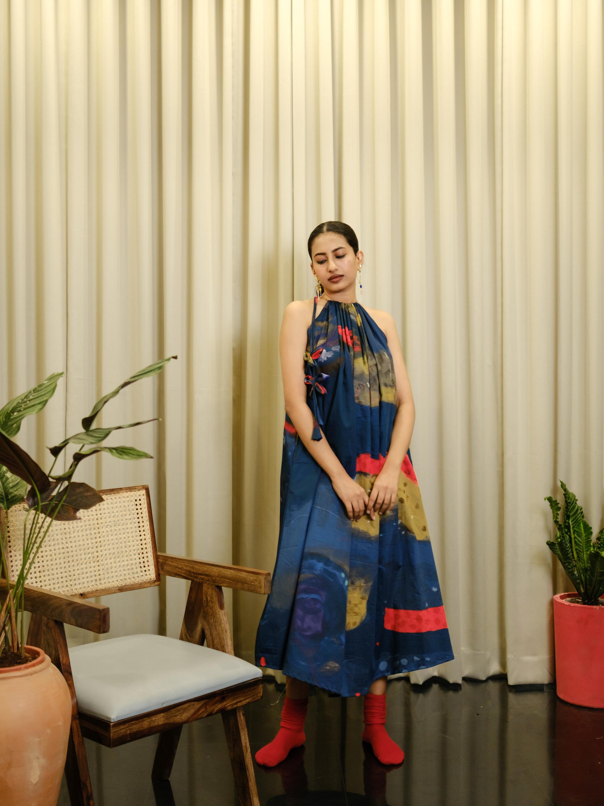 Aattam long halterneck dress