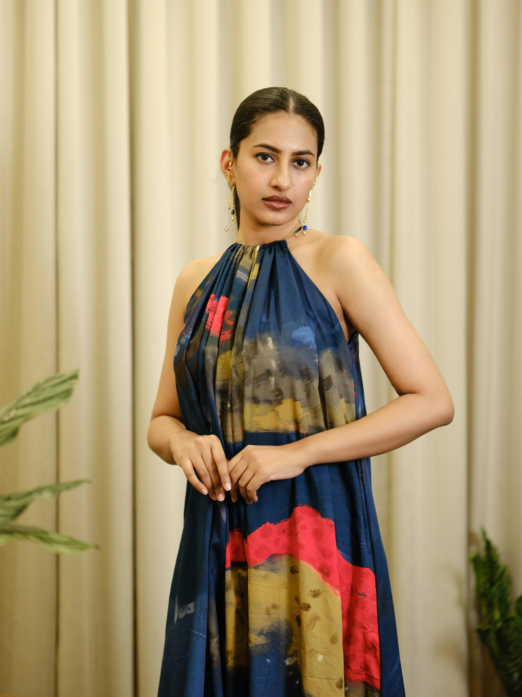 Aattam long halterneck dress