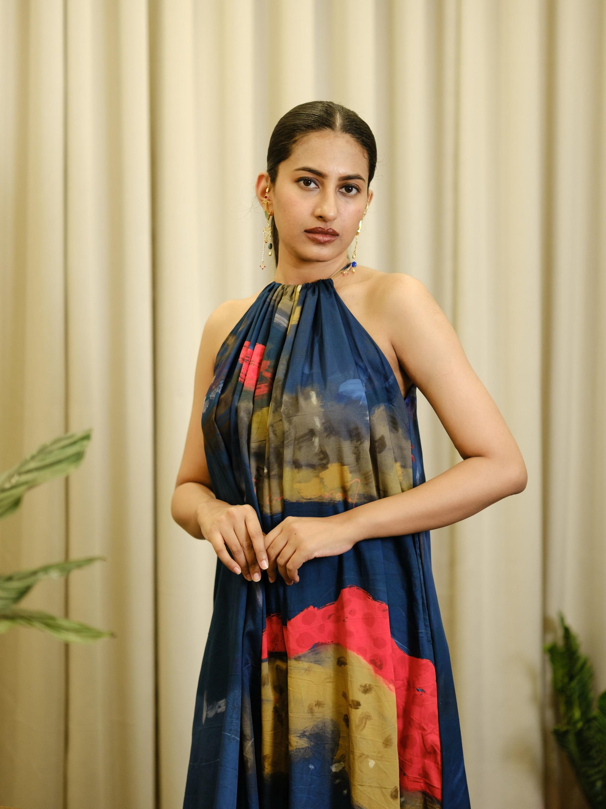 Aattam long halterneck dress