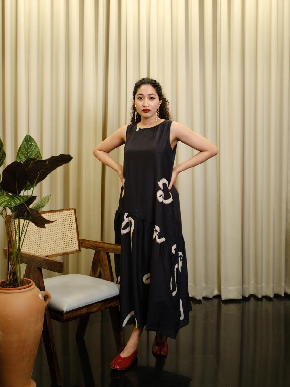 Aksharam pleated dress