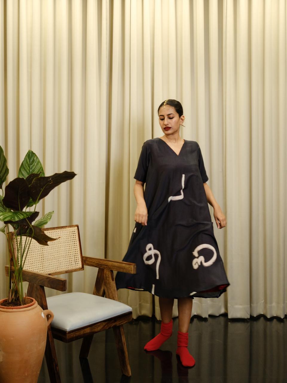 Aksharam V neck dress