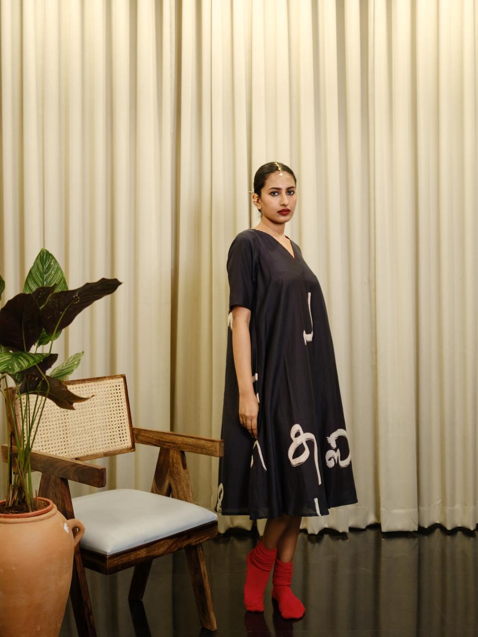 Aksharam V neck dress