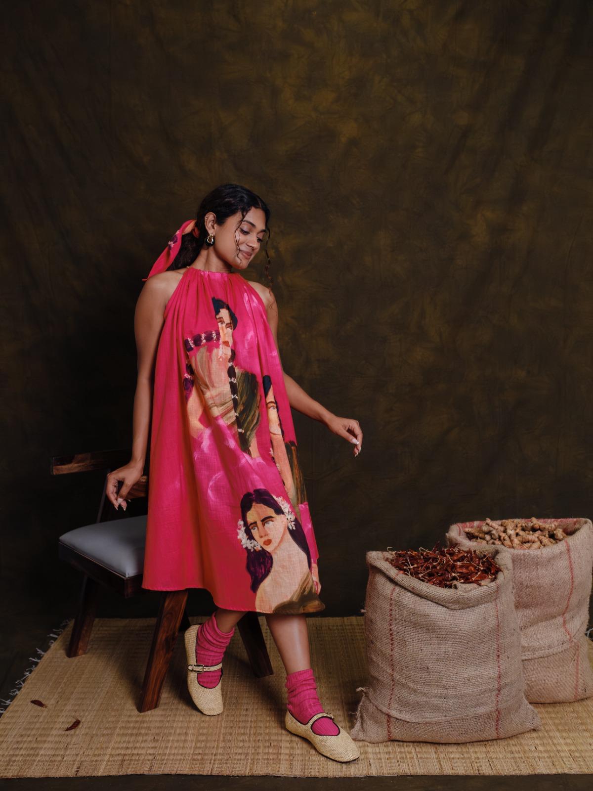 Parijatham pink halterneck short