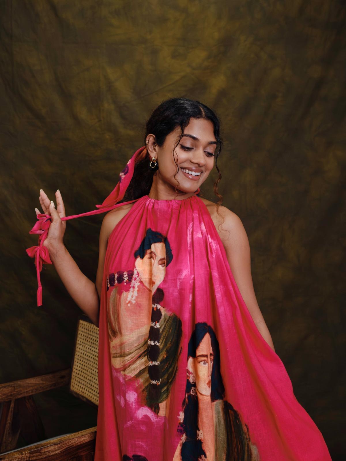 Parijatham pink halterneck short