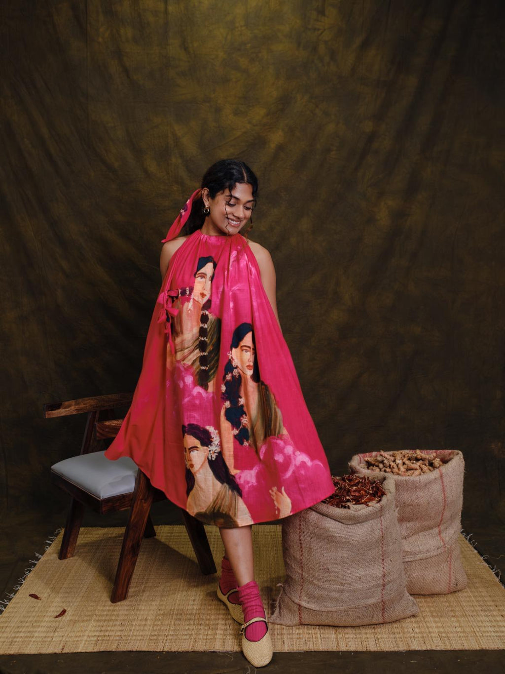 Parijatham pink halterneck short