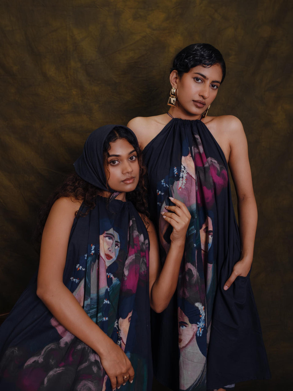 Parijatham black halterneck long