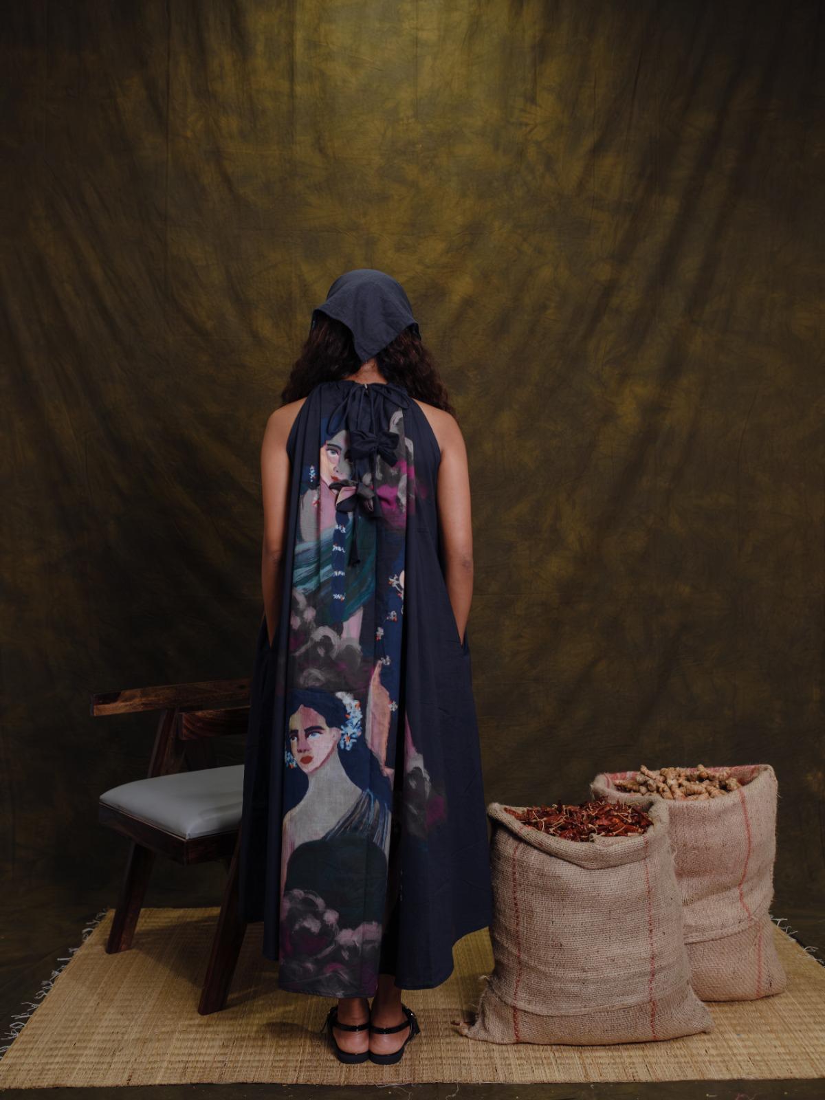 Parijatham black halterneck long