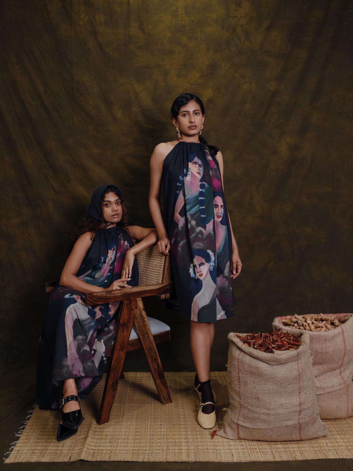 Parijatham black halterneck short