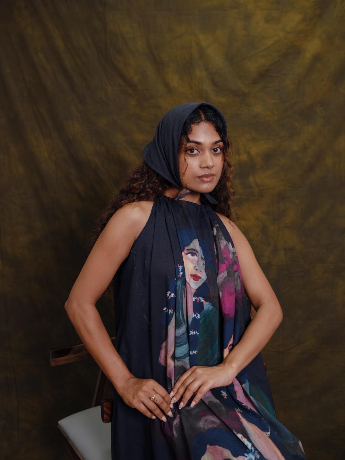 Parijatham black halterneck long