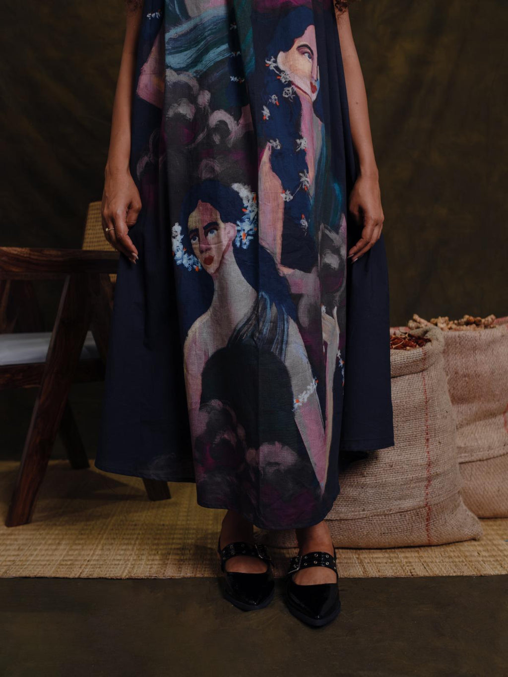 Parijatham black halterneck long