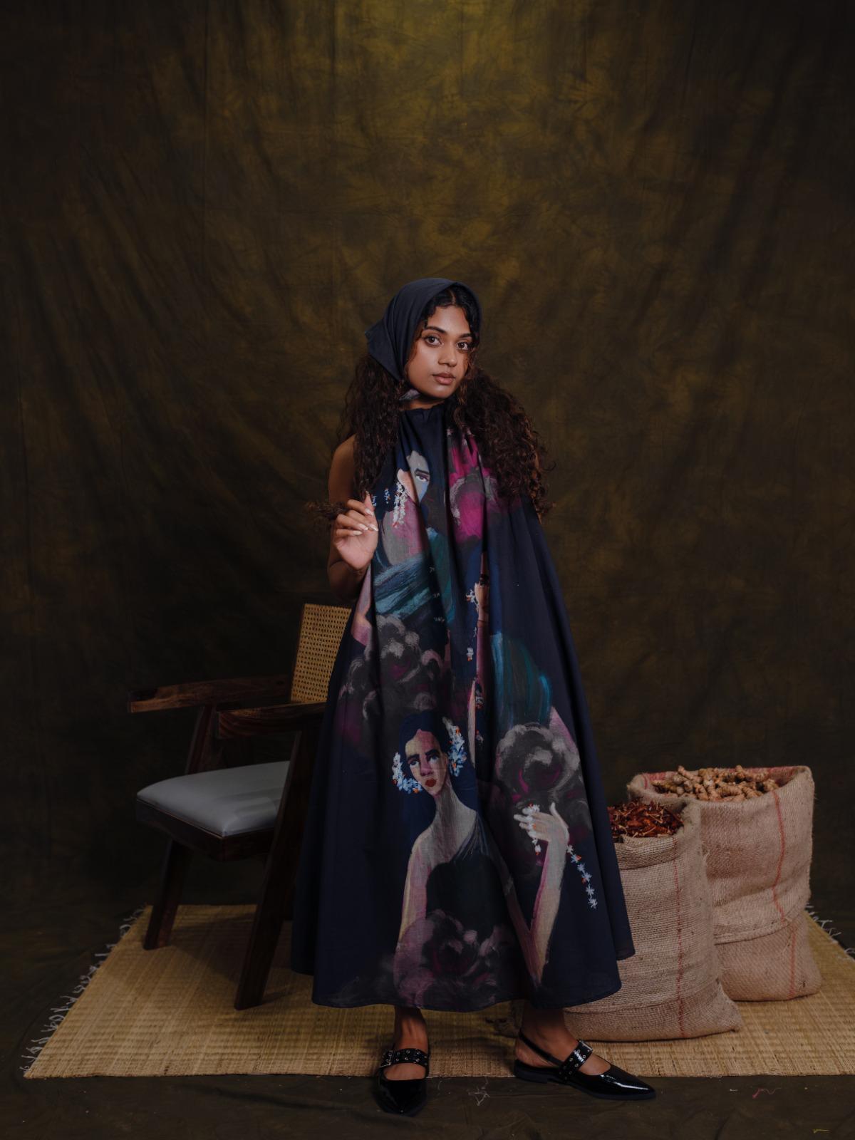 Parijatham black halterneck long