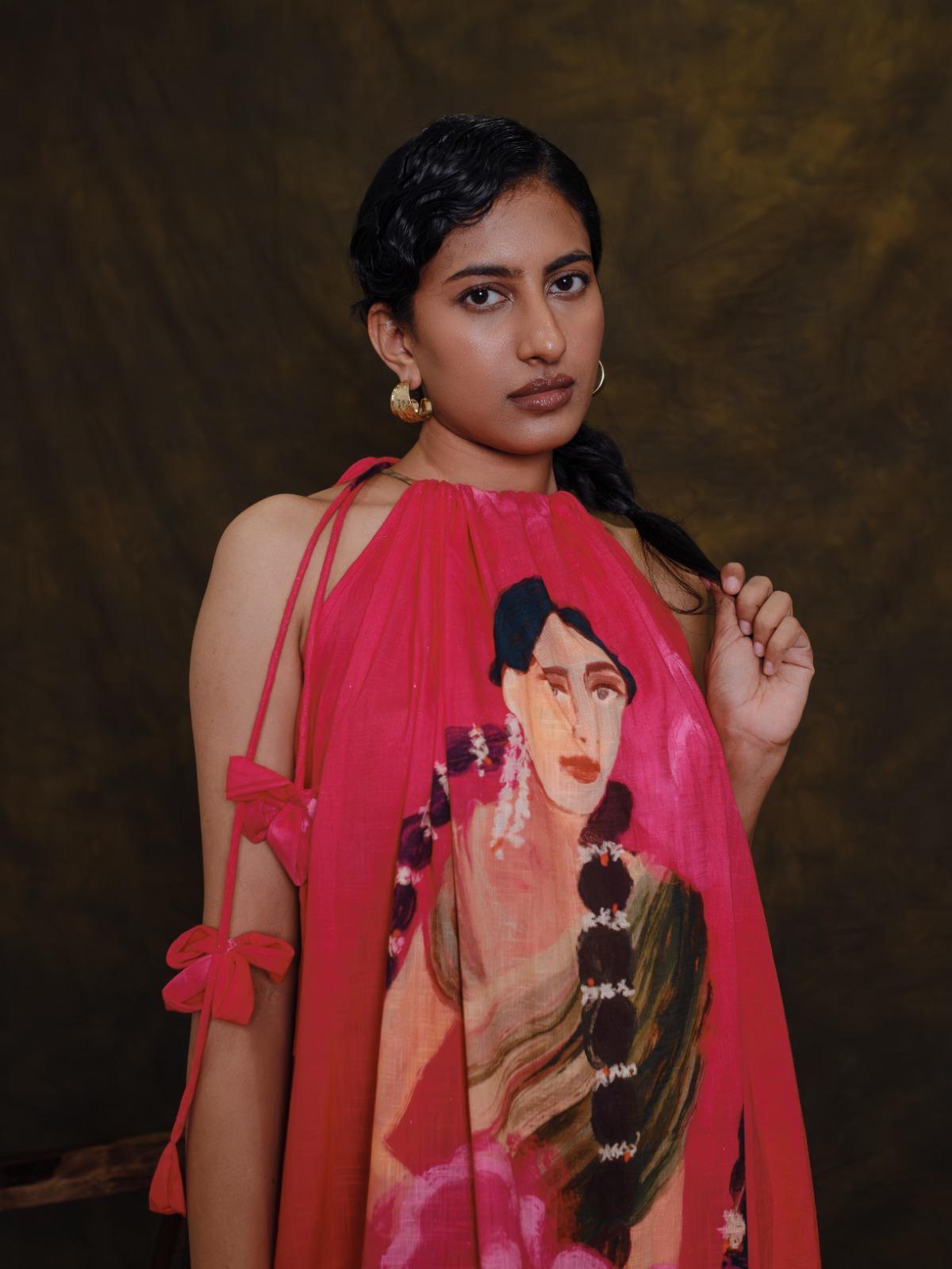 Parijatham pink halterneck long