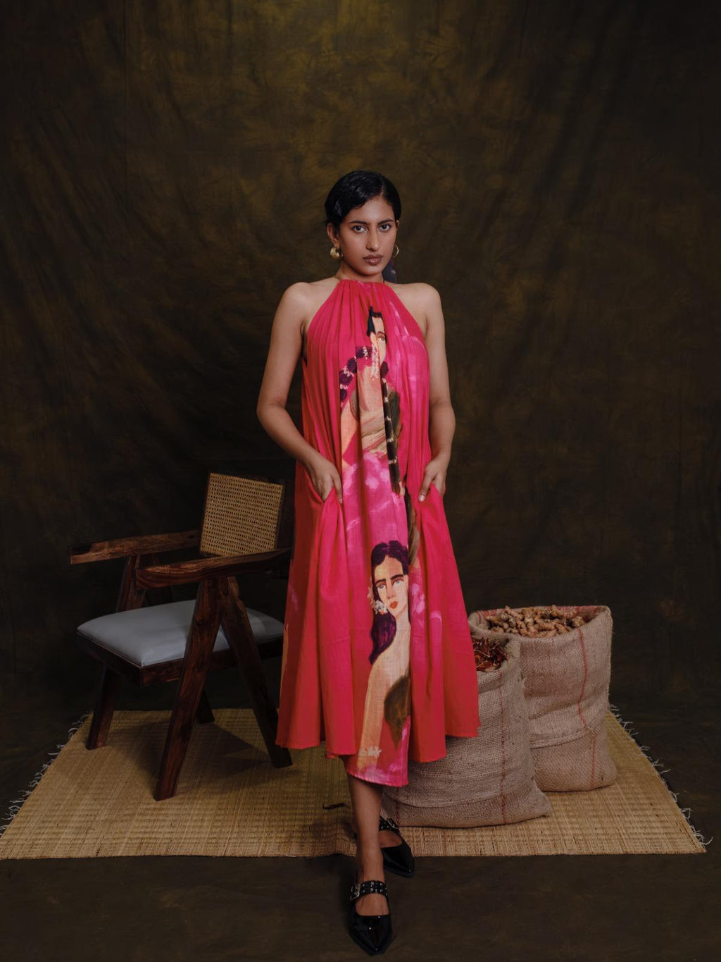 Parijatham pink halterneck long