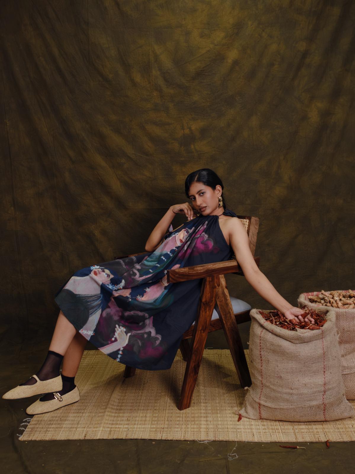 Parijatham black halterneck short