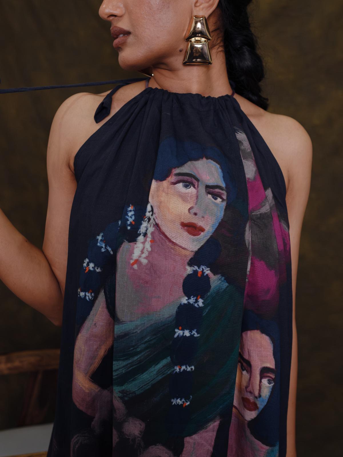 Parijatham black halterneck short