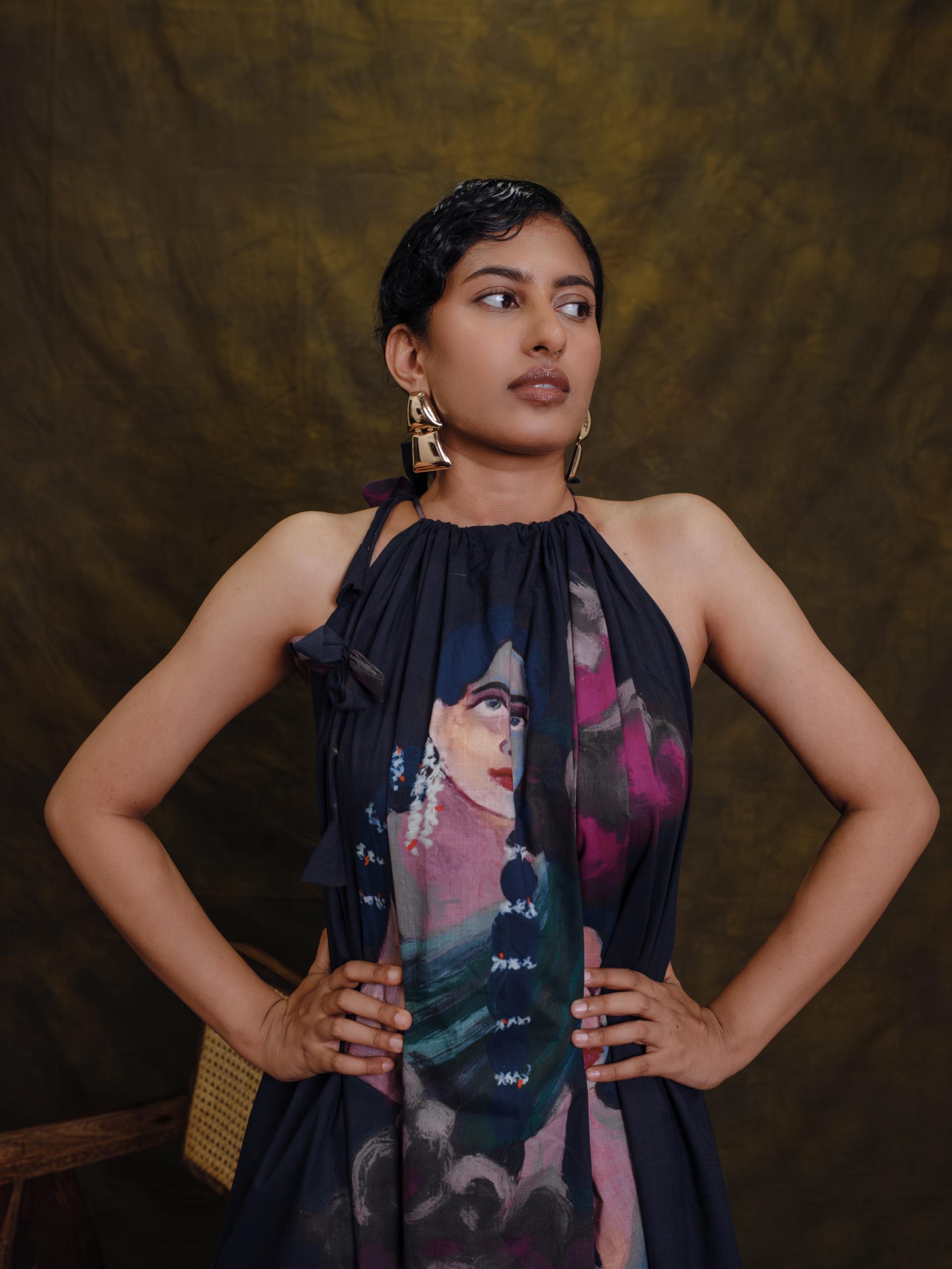 Parijatham black halterneck short