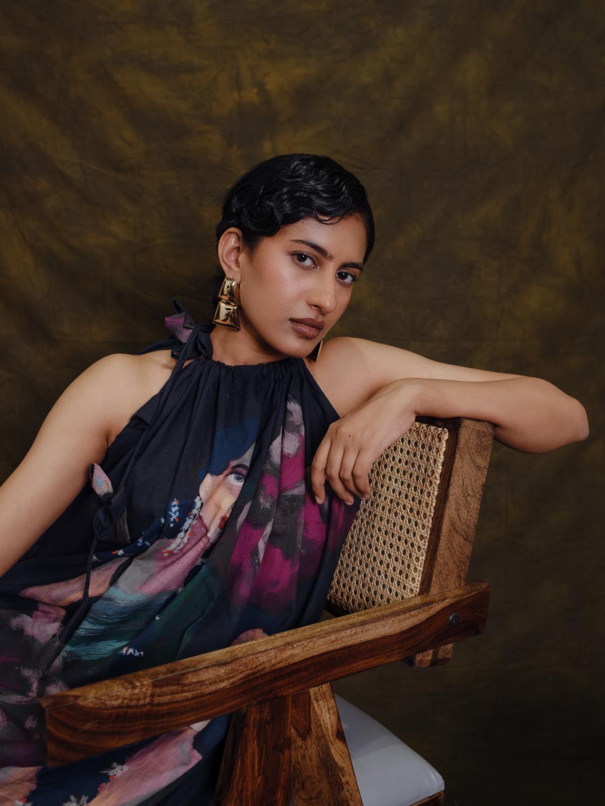 Parijatham black halterneck short