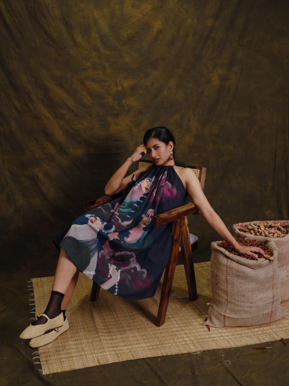 Parijatham black halterneck short