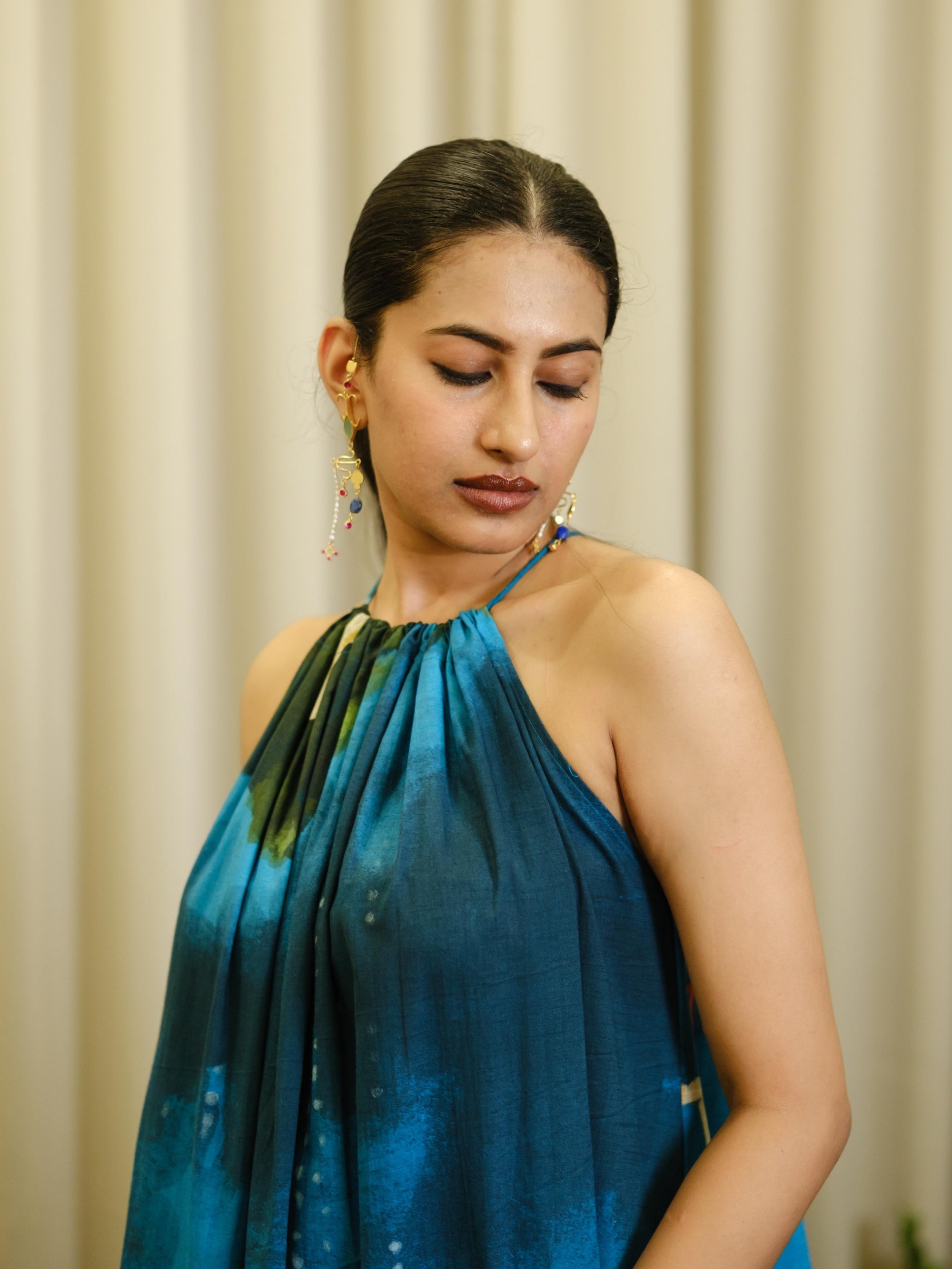 Kadhali blue halterneck-long