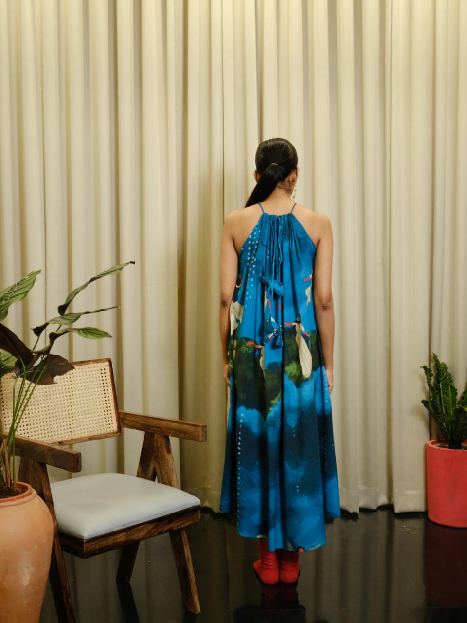 Kadhali blue halterneck-long