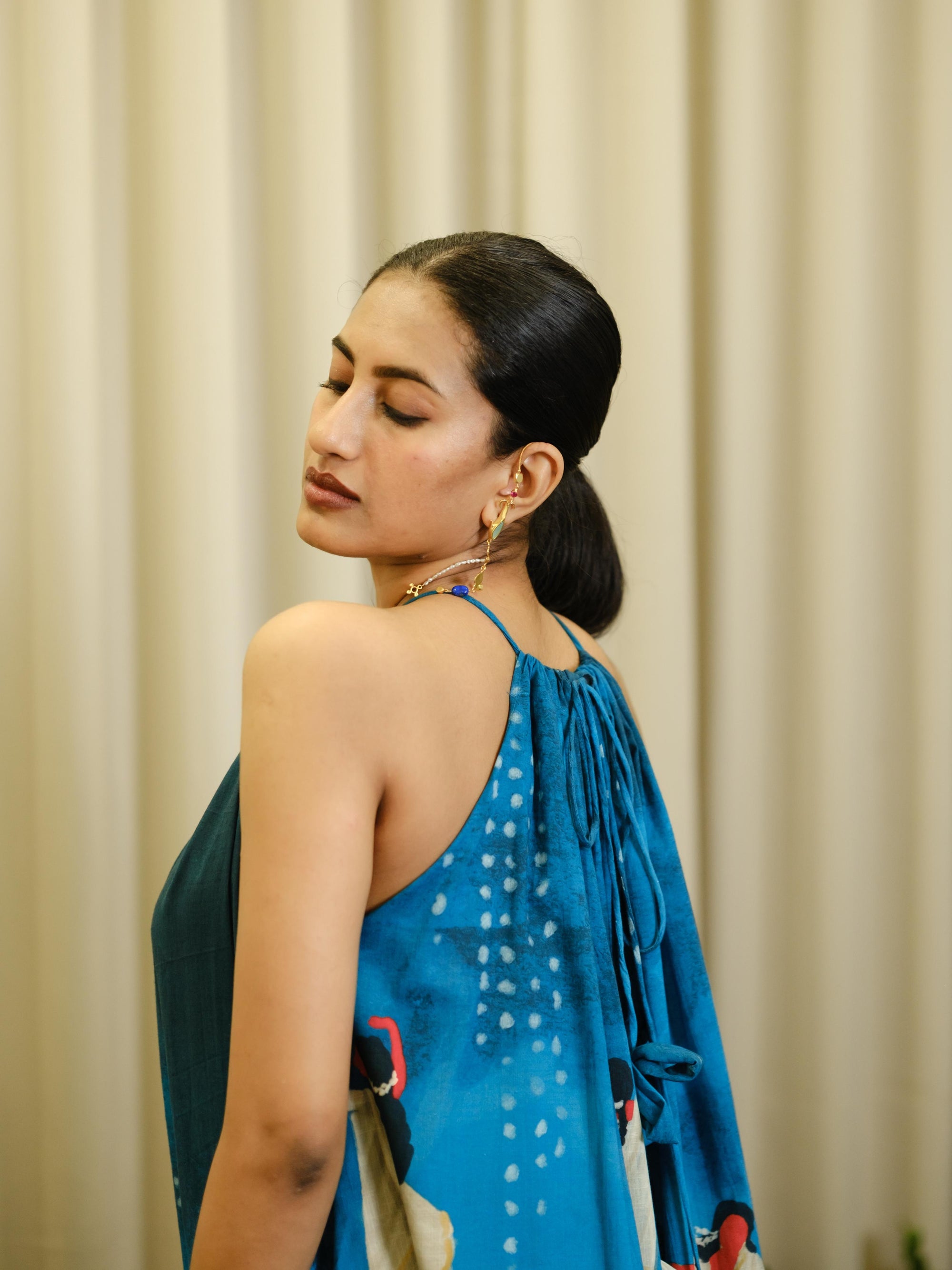 Kadhali blue halterneck-long