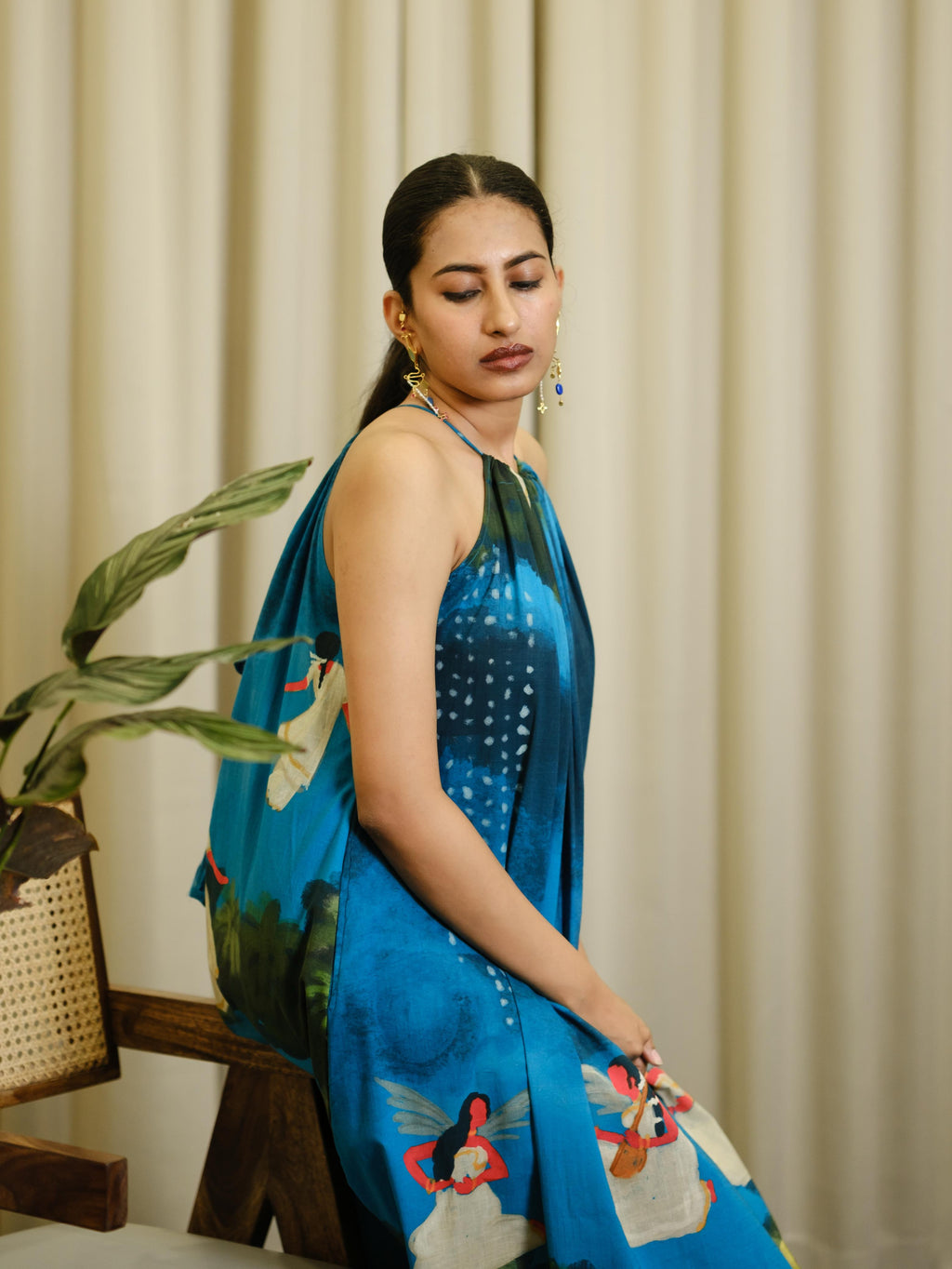 Kadhali blue halterneck-long