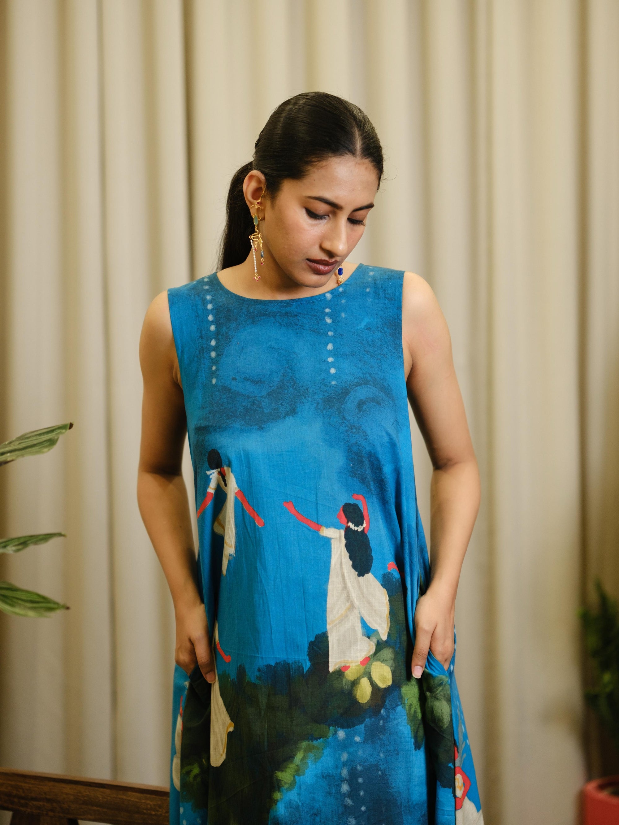 Kadhali blue Long Shift dress
